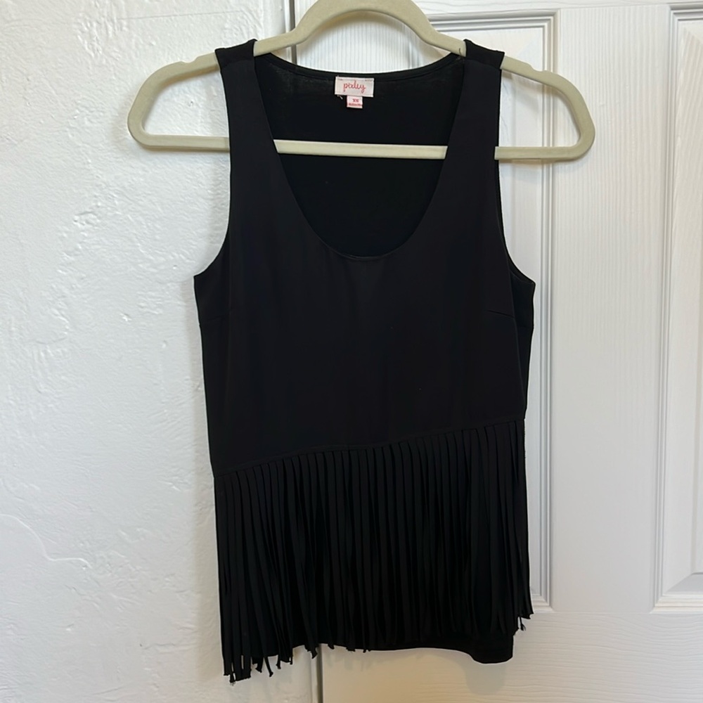 Fringe black tank top